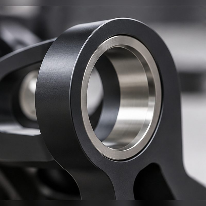 Machined bearing bore and flange detail on the 7075 aluminum bracket