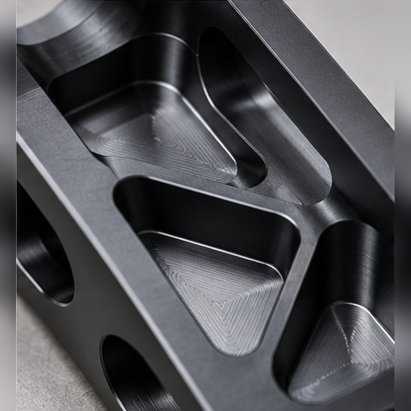 Pocketed web detail of the 7075 aluminum robotic arm bracket