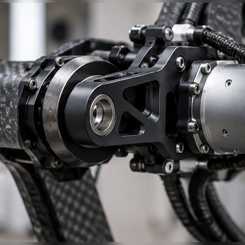 7075 aluminum robotic arm bracket and bearing assembly on a robot linkage