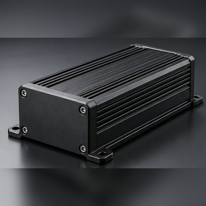 Sealed anodized aluminum control module enclosure with mounting flanges