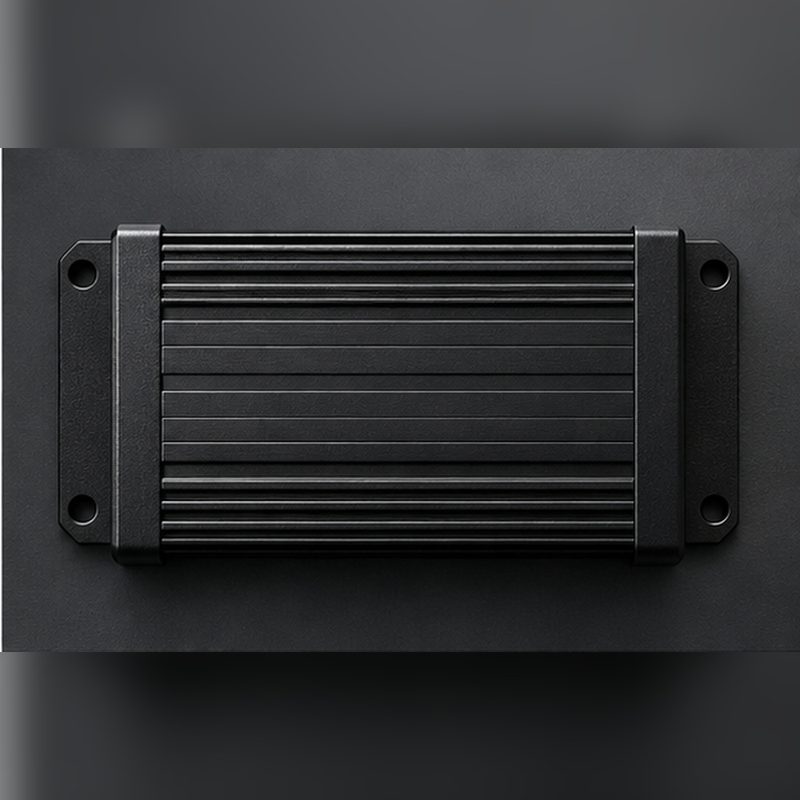 Side view of the sealed aluminum control module housing