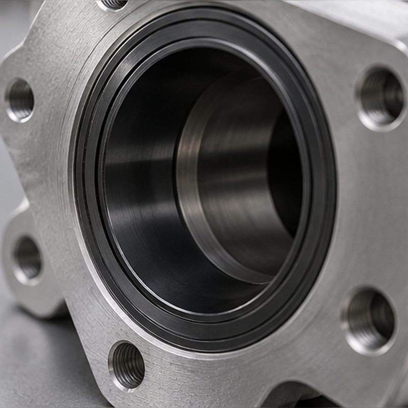 Bored bearing seat and sealing face on the machined aluminum housing